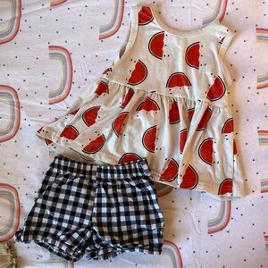 Watermelon and Gingham Shorts Set